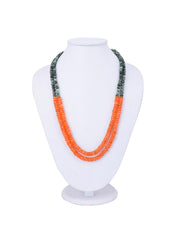 Classic Bi Stranded Fire Opal and Emerald Necklace