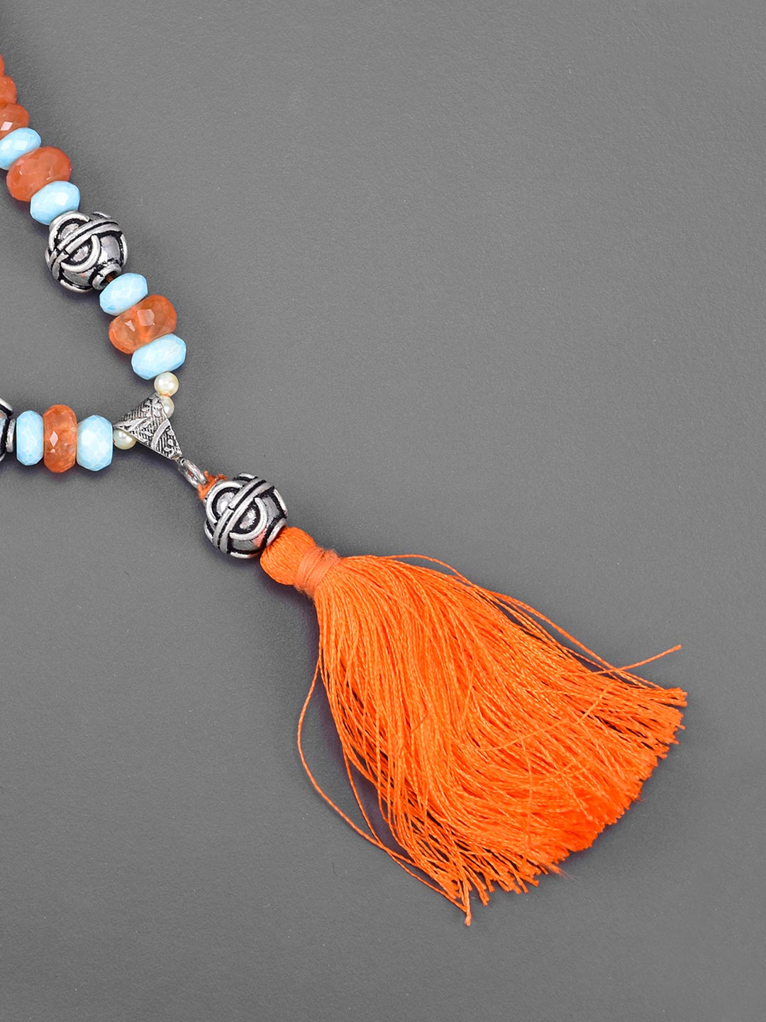 Contemporary Single Stranded Fire Opal Tassel Necklace