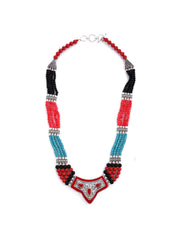 Beaded Old Silver Tribal Necklace Set