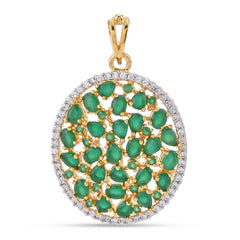 Cluster Green Stones Oval Designer Pendant Set