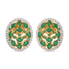 Cluster Green Stones Oval Designer Pendant Set