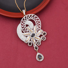 Floral White Gold Plated Designer Pendant Set