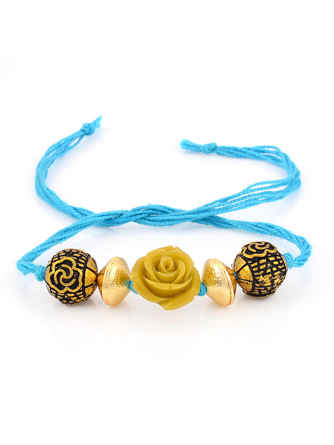 Antique Metal Balls And Floral Rakhi For Men