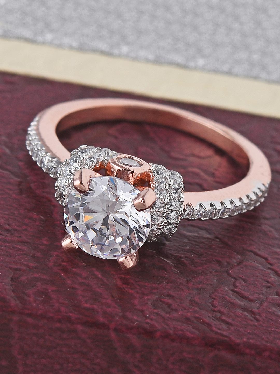 Classic Rose Gold Plated Engagement Solitaire Ring