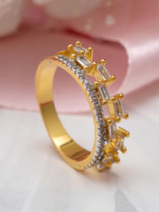 Baguettes Designer Two Tone Plated Ring