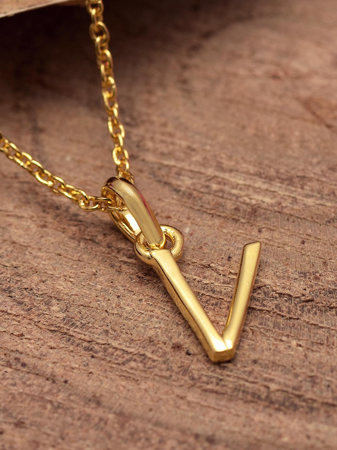 18 K Gold Plated V Pendant