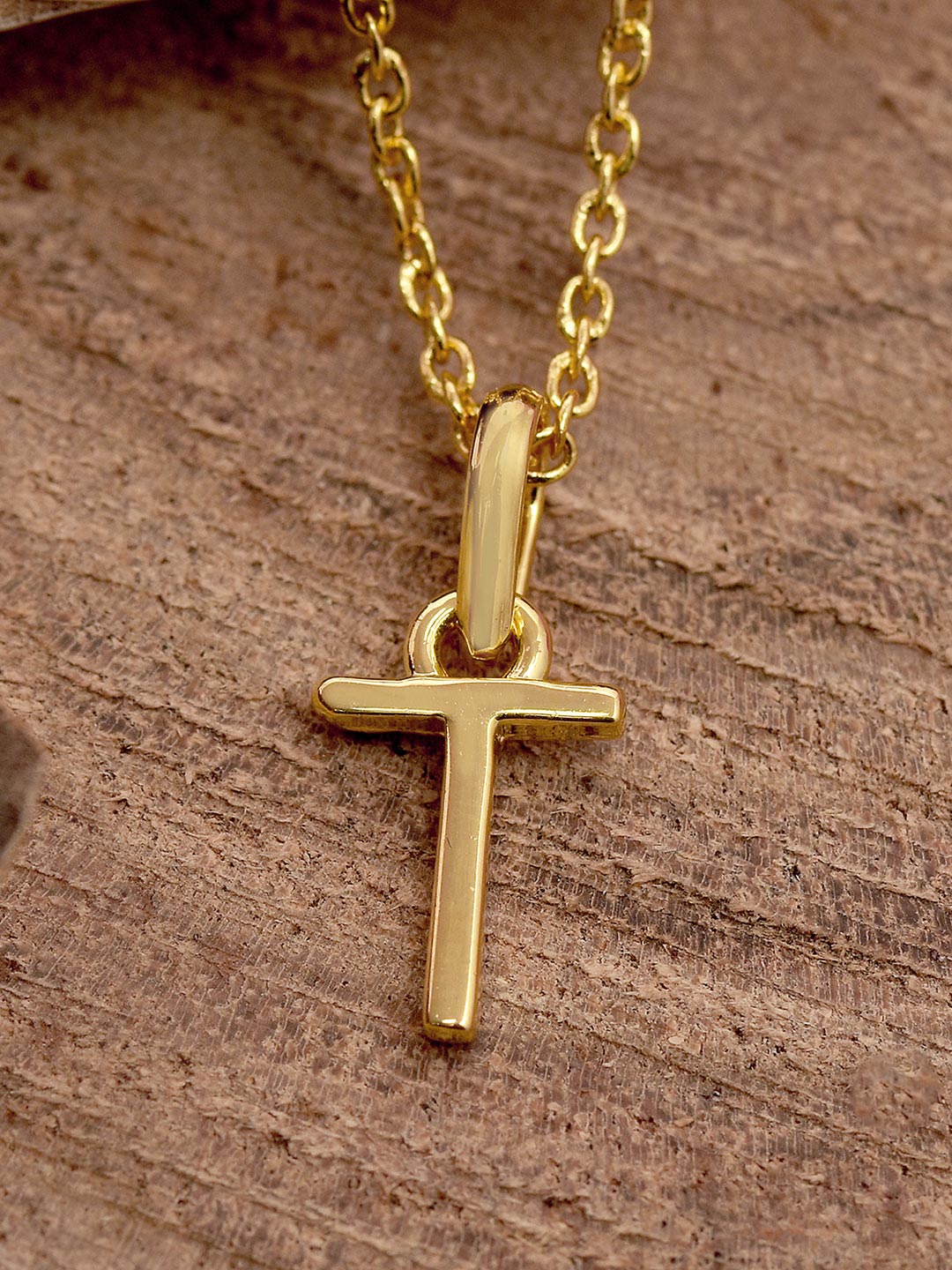 18 K Gold Plated T Pendant