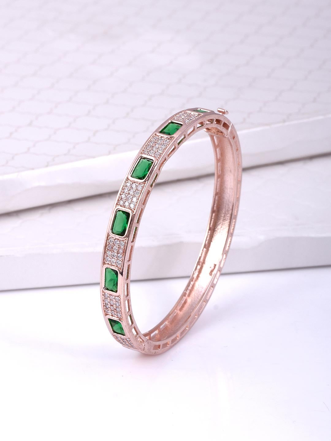 Classy Rose Gold Plated Colored Stone Bracelet