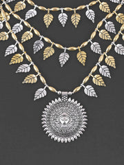 Old Silver Dual Tone Durga Layered Necklace