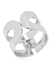 Contemporary Shiny Stylish White Rhodium Plated Cuff