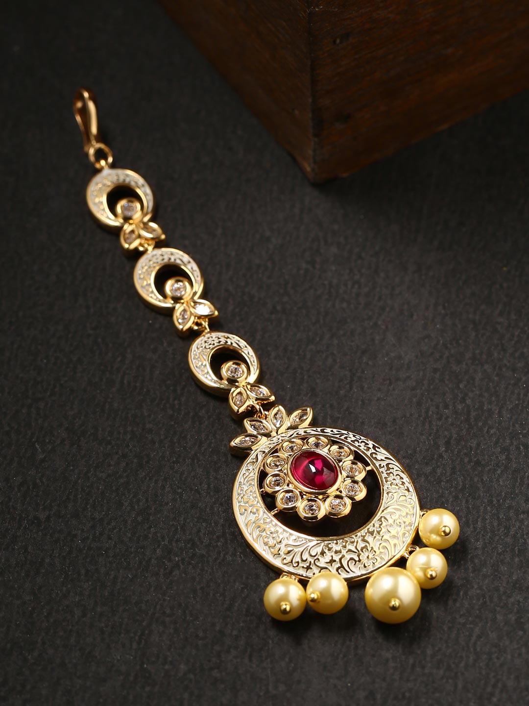 Floral Colored Stones and Pearls Maang Tikka