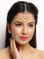 Floral Colored Stones and Pearls Maang Tikka