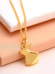 18 K Gold Plated Rabbit Origami Pendant