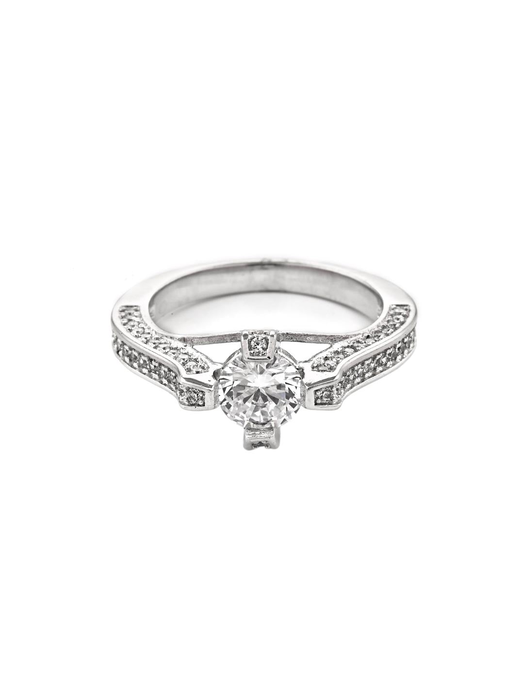 Designer White Rhodium Plated Solitaire Ring