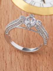 Designer White Rhodium Plated Solitaire Ring