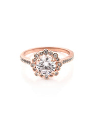 Floral Rose Gold Plated Solitaire Ring