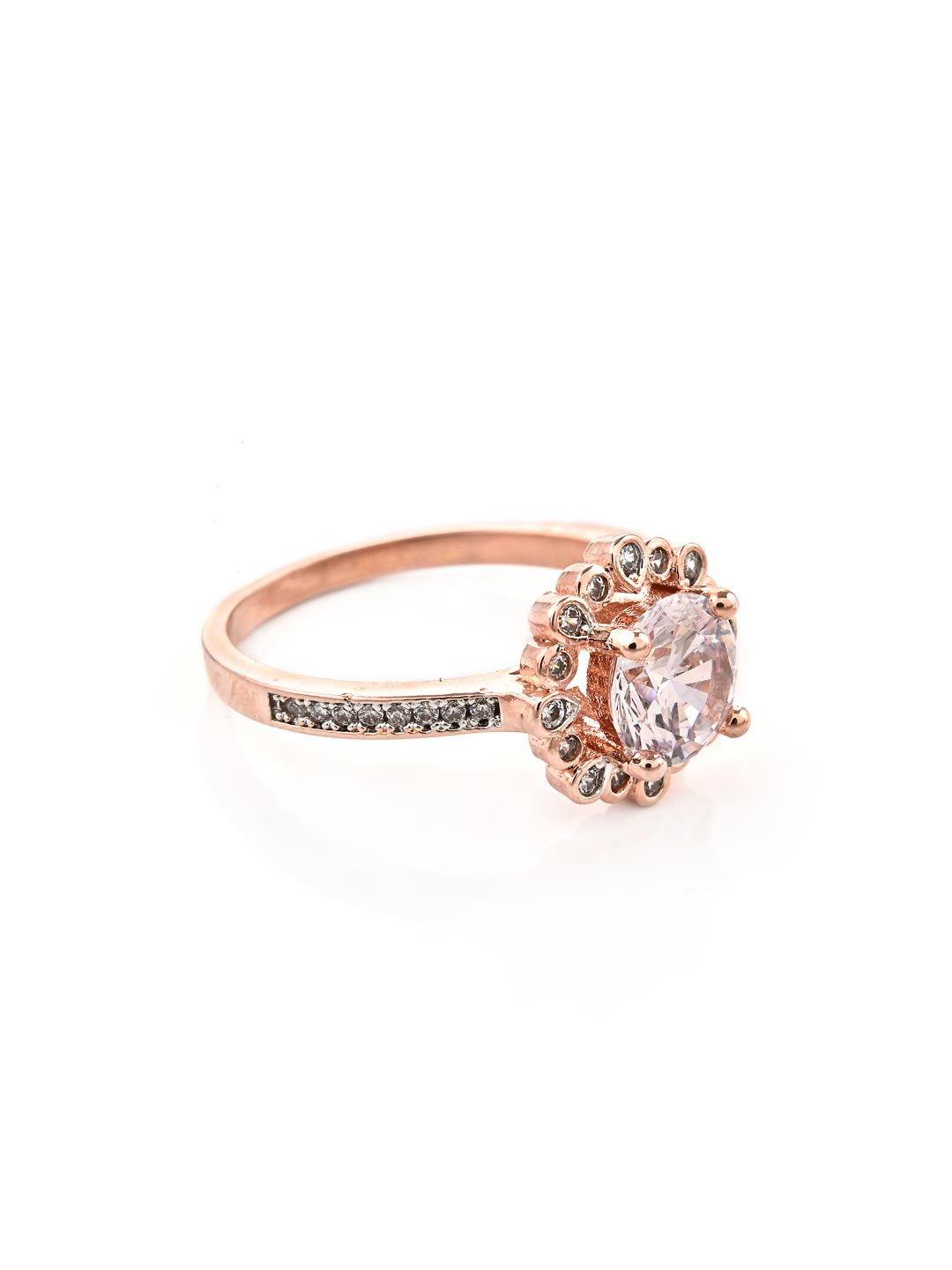 Floral Rose Gold Plated Solitaire Ring