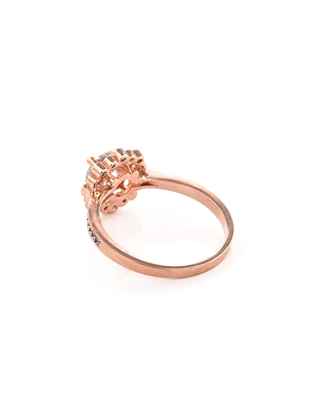 Floral Rose Gold Plated Solitaire Ring