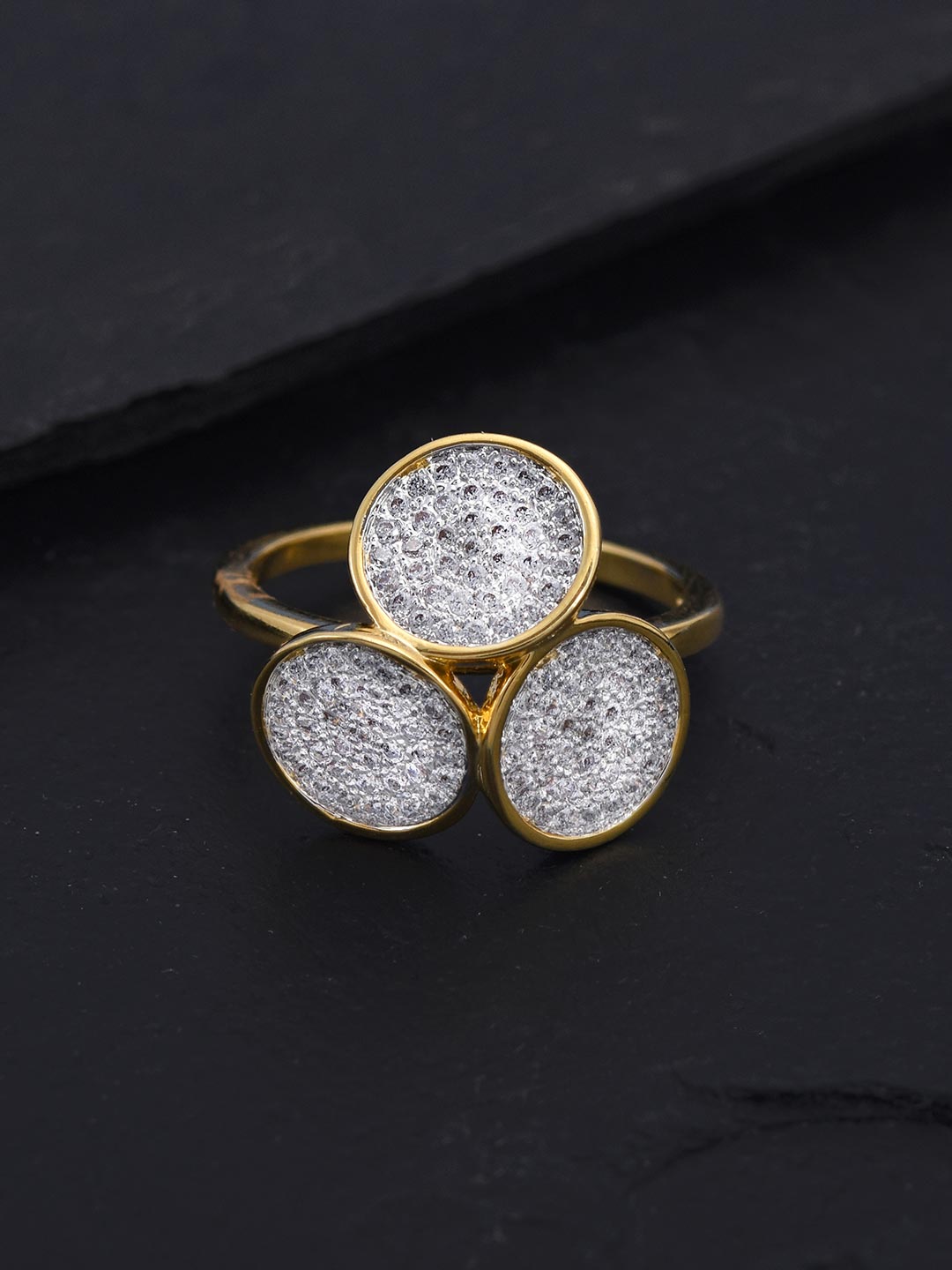 Contemporary Designer Two Tone Plated Cocktail Ring