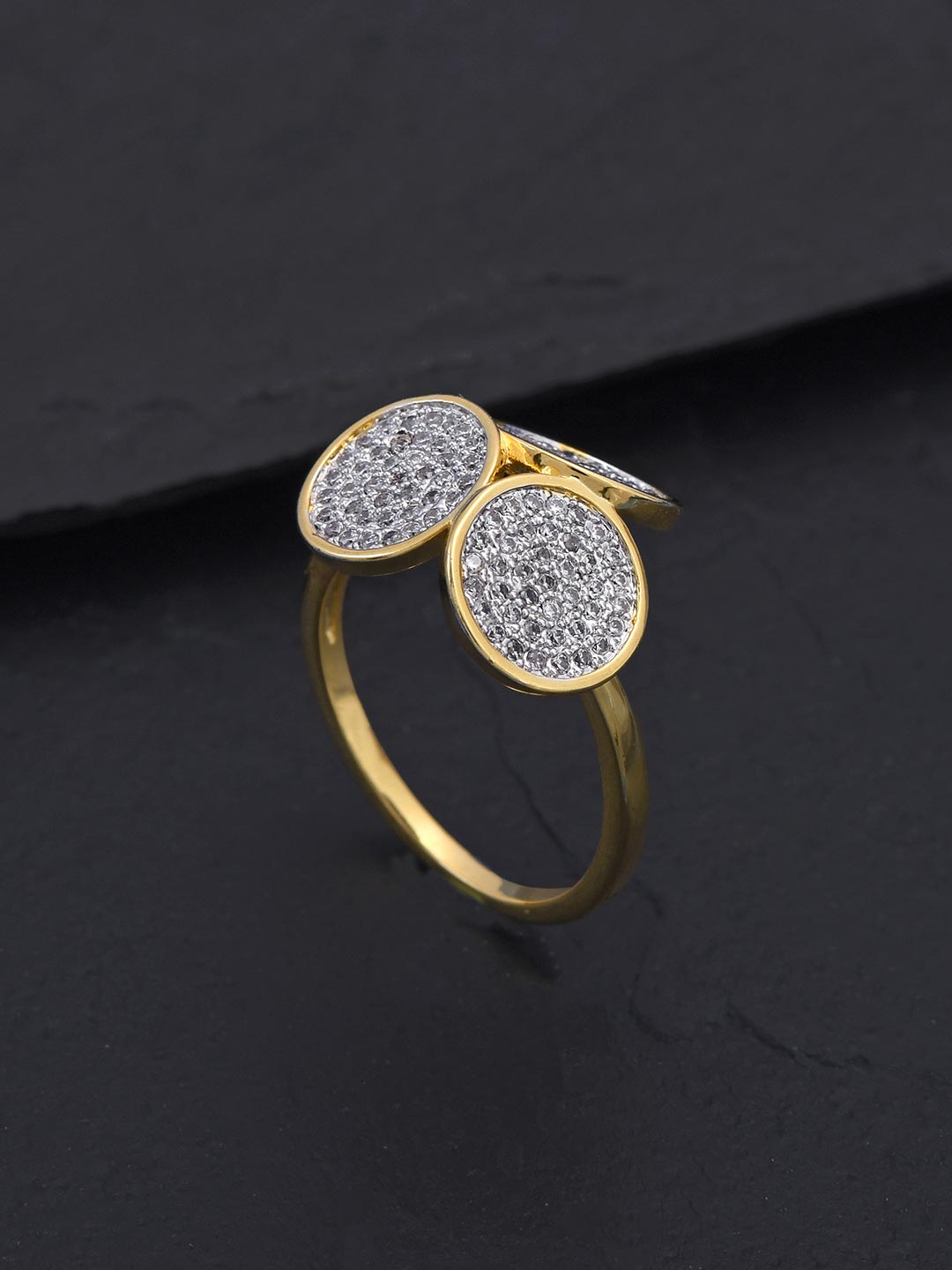 Contemporary Designer Two Tone Plated Cocktail Ring