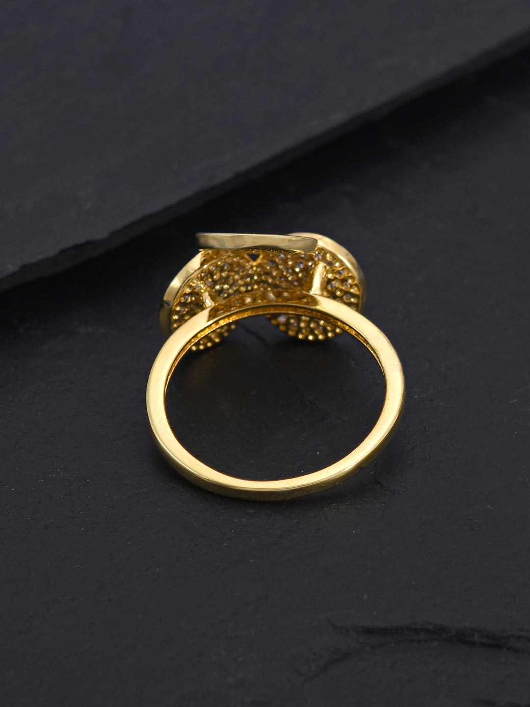 Contemporary Designer Two Tone Plated Cocktail Ring